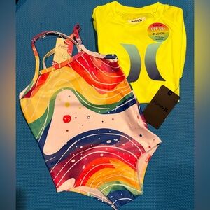 Toddler Swimsuit + Rash Guard Shirt NWT